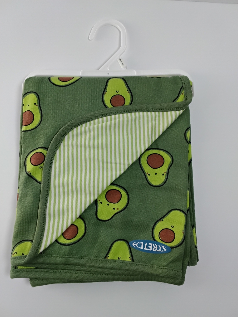 NWT Gerber Avocado Stripe Baby Blanket Green Comfort Stretch Reversable